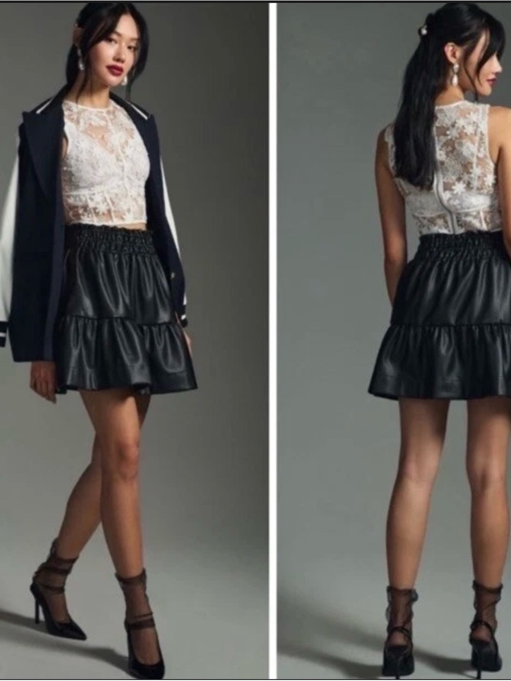 Anthropologie The Somerset Mini Skirt Faux Leather Edition Black Size 10 NWT